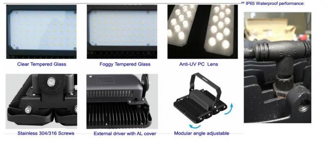 luces de inundación al aire libre de 600W 155lm/W LED con 10 años de garantía, cuerpo negro del color, ángulo de haz profesional