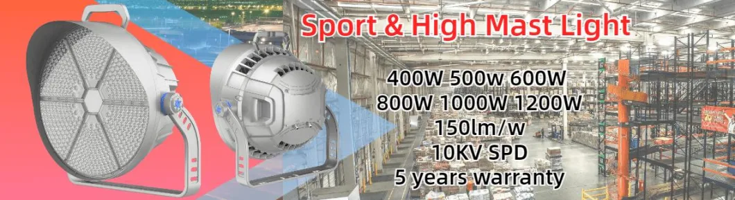 1200W 1000W 800W 600W 400W LED Flood Light LED Alto mástil IP66 Proyectores de alta potencia para campo de carreras Campo deportivo de golf 0