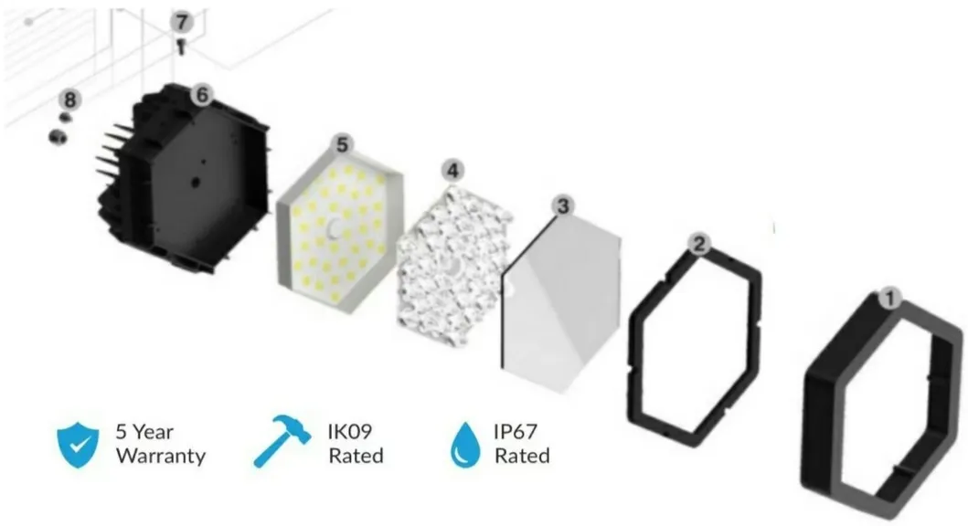 LED Sport Stadium Light Paisaje al aire libre Modular Color Negro Anticorrosión Alto controlador 140lm/W IP67 Ik08 2