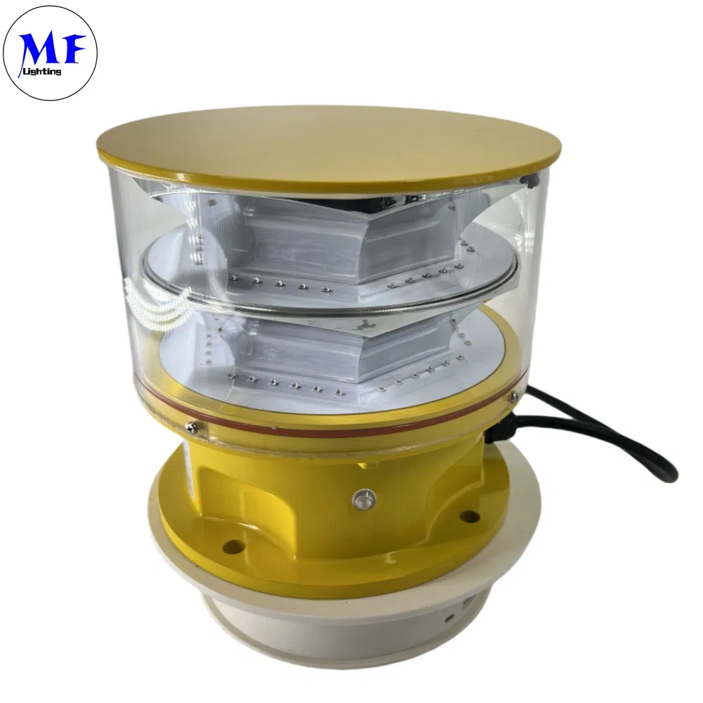 Luz de obstrucción de aviación LED Fotocélula Fundición a presión IP66 Telecomunicaciones Amarillo Gas Plataforma petrolera en alta mar 1