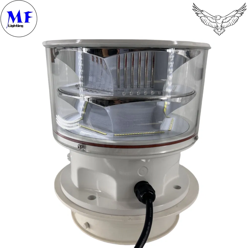 Luz de obstrucción de aviación LED Fotocélula Fundición a presión IP66 Telecomunicaciones Amarillo Gas Plataforma petrolera en alta mar 3
