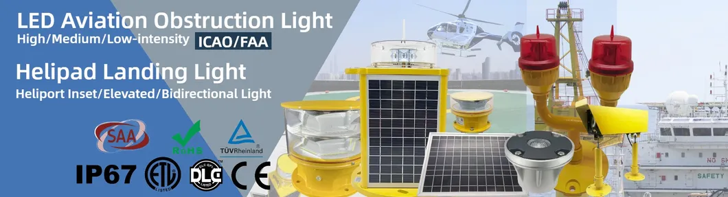 Luz de obstrucción de la aviación LED IP66 Inodoro Rojo Blanco doble cabeza incorporada fotocélula Aeronáutica luz de advertencia de obstáculos LED de baja intensidad 0