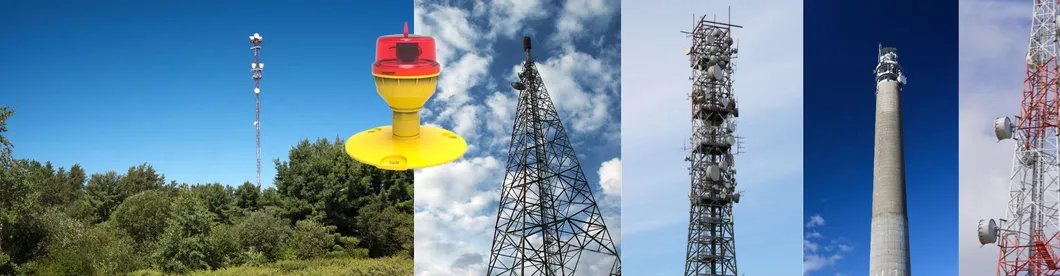 Luz de obstrucción de la aviación LED IP66 Inodoro Rojo Blanco doble cabeza incorporada fotocélula Aeronáutica luz de advertencia de obstáculos LED de baja intensidad 10