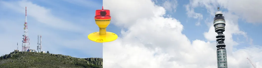 Luz de obstrucción de la aviación LED IP66 Inodoro Rojo Blanco doble cabeza incorporada fotocélula Aeronáutica luz de advertencia de obstáculos LED de baja intensidad 9