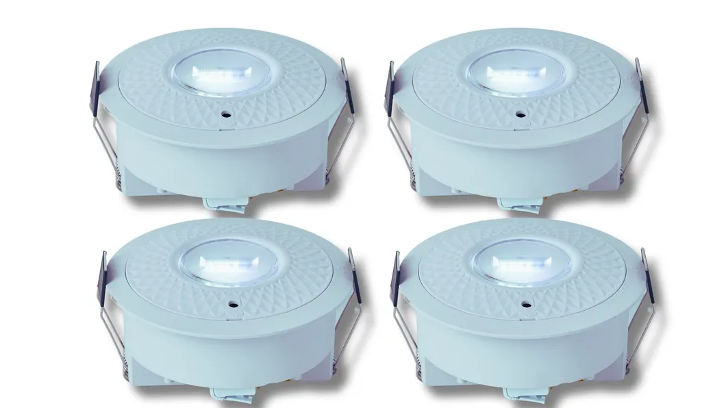 Luz de señal de salida de emergencia LED de pánico empotrada IP65 con batería de respaldo recargable para escuela pública, hospital, blanca 0
