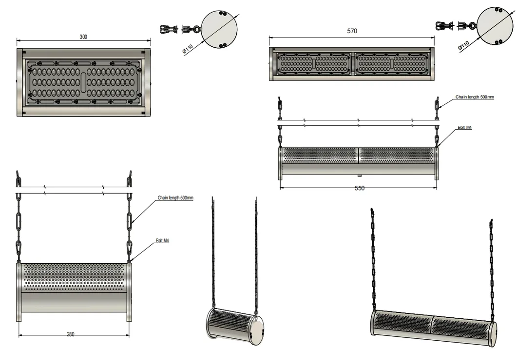Luz LED para jardín, impermeable, 250W 300W IP66 Ik10, taller, comercio minorista, estacionamiento, tienda, techo, colgante, almacén, reflector, bahía alta 2