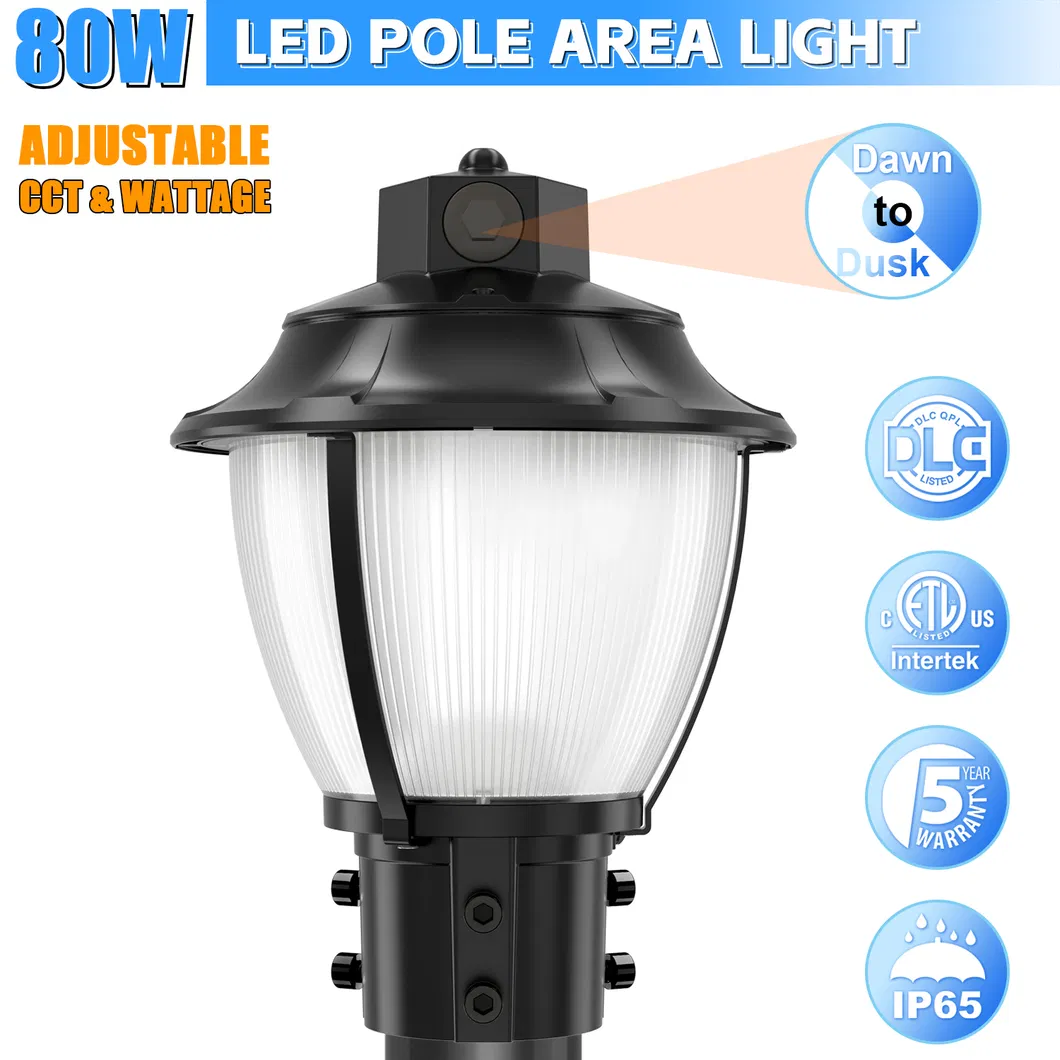 Luz LED de Jardín Ajustable Anti-Choque IP65 48/64/80W Impermeable 130lm/W Farola Césped Blanco y Negro 1