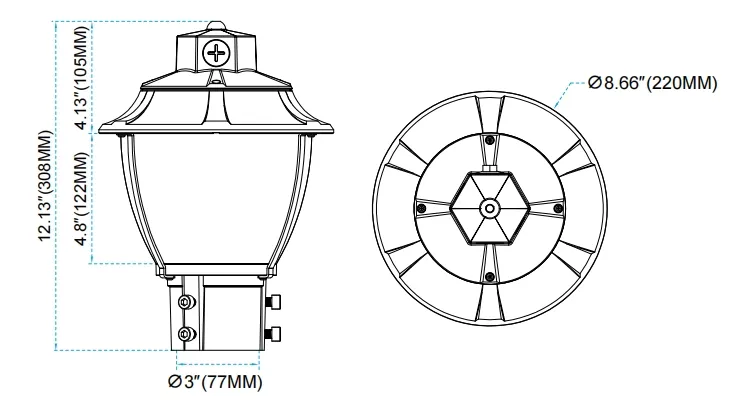 Luz LED de Jardín Ajustable Anti-Choque IP65 48/64/80W Impermeable 130lm/W Farola Césped Blanco y Negro 4