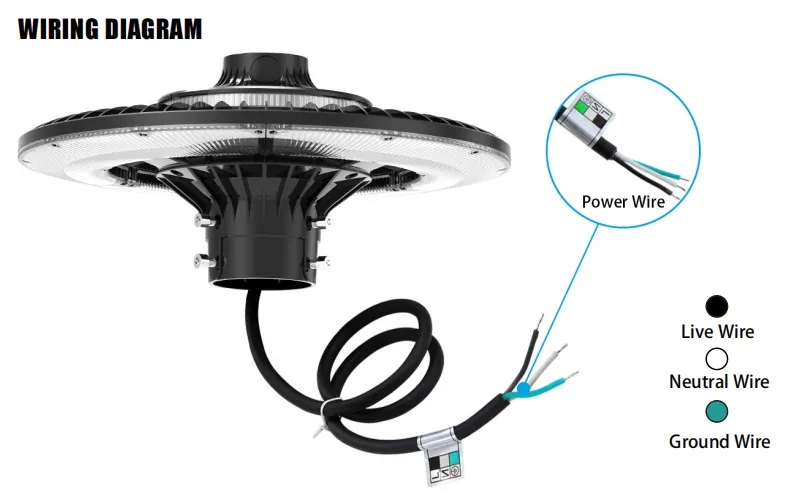 Luz LED de Jardín Ajustable 150W IP65 Incorporada Impermeable 130lm/W Redonda Negra Patio Parque Poste Superior 7