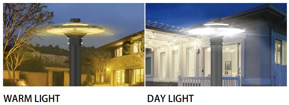 Luz LED de Jardín Ajustable 150W IP65 Incorporada Impermeable 130lm/W Redonda Negra Patio Parque Poste Superior 10