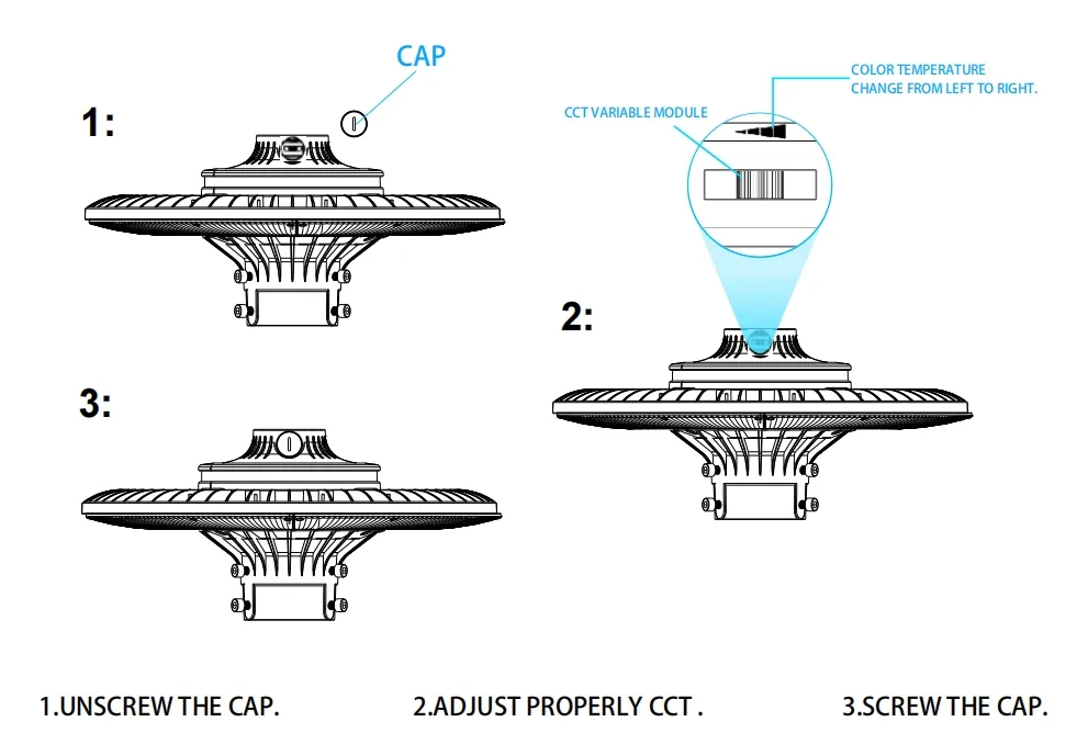 Luz LED de Jardín Ajustable 150W IP65 Incorporada Impermeable 130lm/W Redonda Negra Patio Parque Poste Superior 9