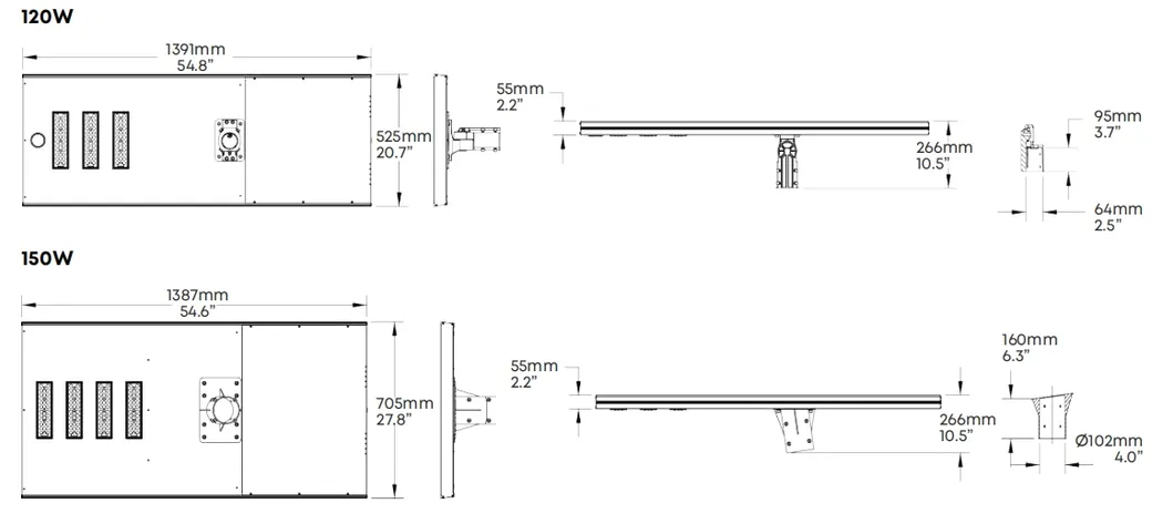 LED Solar Street Garden Light Sensor de movimiento Blanco Plata 120W 100W 80W Alu. IP66 Paseo por el patio de la villa 2