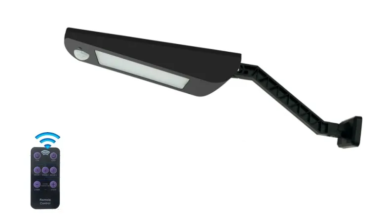 Luz de pared solar LED moderna, novedosa, inteligente, simple, batería de litio, monocristalina, negra, solar, IP66, impermeable, fundición a presión 1