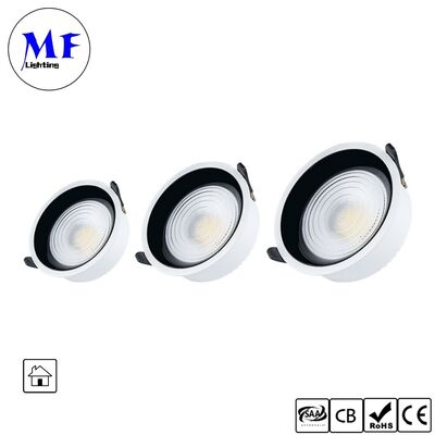 Foco empotrable LED de 7W CRI90 160lm/W, regulable Triac /0-10V/Dali-2, haz ancho de 120°, 6/8 pulgadas, antideslumbrante para espacios comerciales
