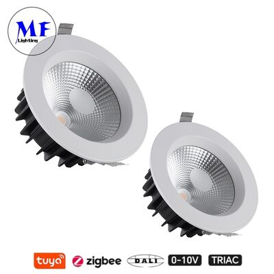 Foco LED de 35W 100lm/W Antideslumbrante CCT Ajustable CRI90 Triac /0-10V/Dali-2/Tuya Zigbee Regulable Ángulo de Haz 60° COB Empotrado para Locales Comerciales y Residenciales
