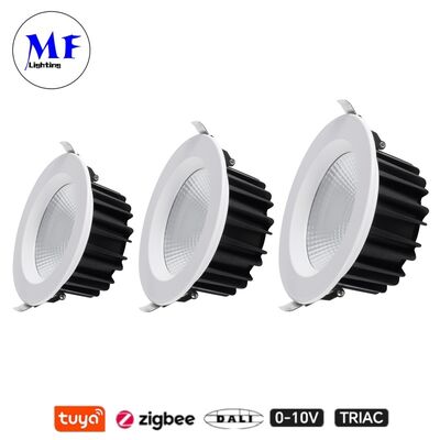 Foco LED de 7W 100lm/W CCT Ajustable CRI90 Triac /0-10V/Dali-2/Tuya Zigbee Regulable Ángulo de Haz 60° COB Antideslumbrante Empotrado para Lugares Comerciales y Residenciales