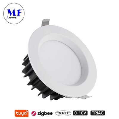 Foco LED empotrable de 15W 100lm/W con CCT ajustable, CRI90, Triac /0-10V/Dali-2/Tuya Zigbee regulable, ángulo de haz de 60°, SMD antideslumbrante para lugares comerciales y residenciales
