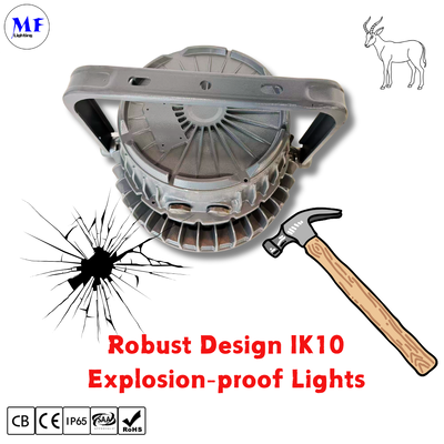 ATEX LED Highbay Luz OVNI a prueba de explosiones Zona 1 Zona 2 Dim 200W 300W 400W IP66 Ik10 Planta eléctrica de acero Alcohol Gas de aceite Industrial duro